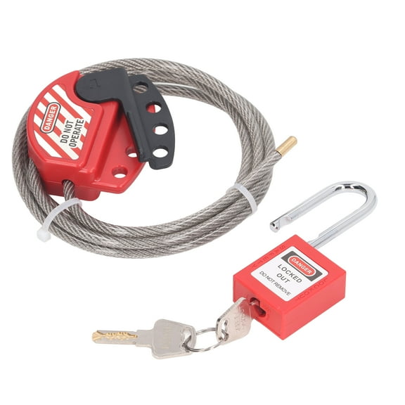 Adjustable Safety Padlock Set - Stainless Steel Cable Lockout, 38mm Tagout Lock with 2 Keys Included