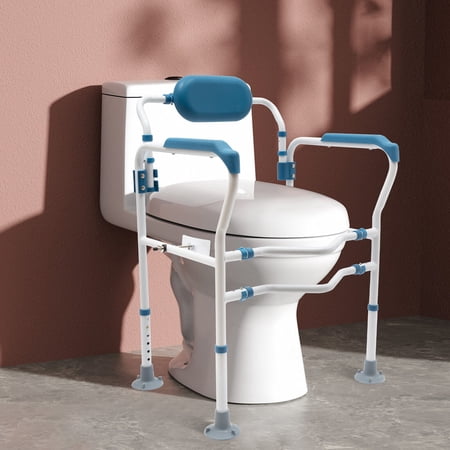Adjustable Safety Steel Toilet Rails W/ Created Fixable Clamp & Handrail Frame