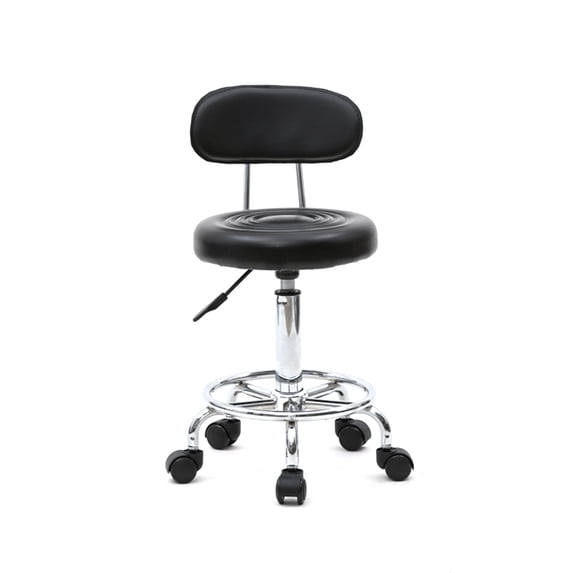 Adjustable Salon Stool with Backrest, PU Leather Sponge Iron Plating Chrome 360°Swivel Stool, Anti-slip Anti-rust Portable Stool for Salon Home Office