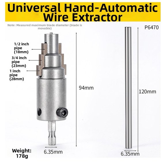 Adjustable Screw Extractor For Broken Bolts, 40Cr-V Steel Thread Remover Tool With 6.35mm Hex Shank For 13-28mm Rusted Screws And Pipes