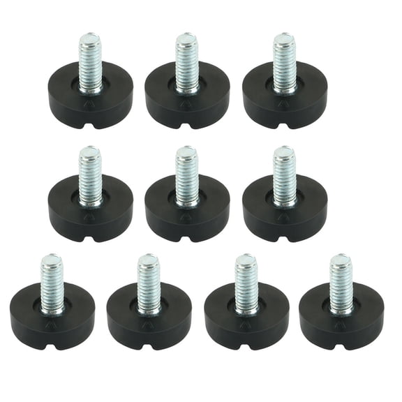 Adjustable Screw Slotted Head Leveling Feet Black Silver Tone M6x13mm 10 Pcs