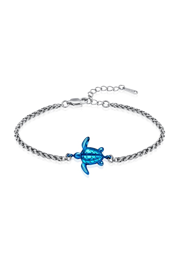 Adjustable Sea Turtle Link Bangle for Loved Ones Cremation Jewelry Urn Bracelet for Ashes Link Chain Bracelet Memorial Ashes Bracelet for Women Men
