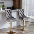 thumbnail image 1 of Adjustable Seat Height 25 - 33 Inches / For Home Pub and Kitchen Island / Comfortable Gray Velvet Barstools Set of 2, 1 of 5
