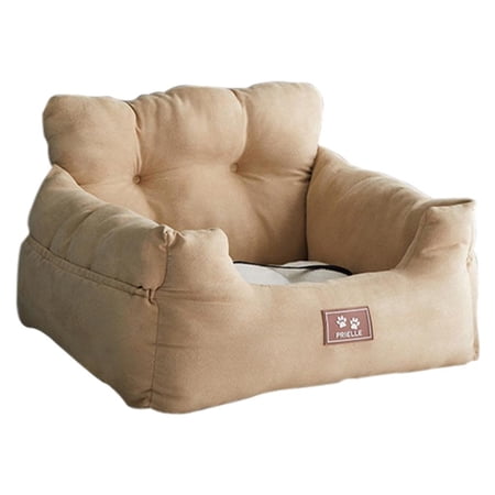 Adjustable Seat ,with Storage Pocket ,with Leash Soft Kennel Carrier Bed for Animals SUV Trucks Accessories - Coffee color