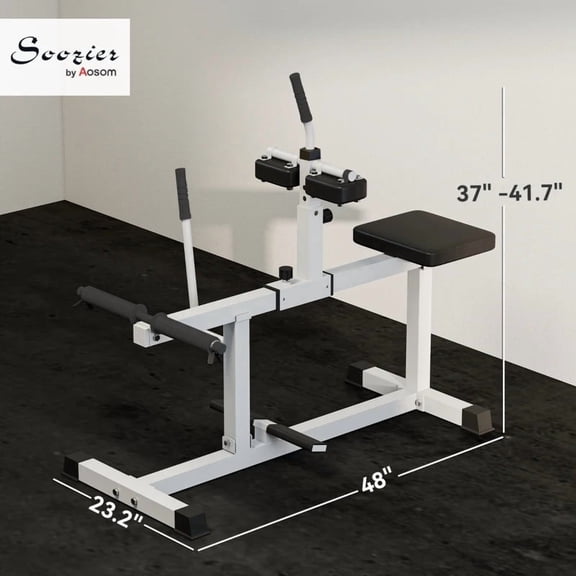Adjustable Seated Calf Raise Machine, 30"x24"x36", Strength Training Gym Equipment, 440lb Capacity, Dual Olympic Weight Posts, Non-Slip Foot Plate