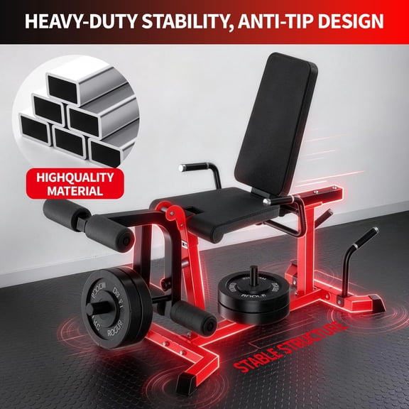 Adjustable Seated Leg Extension & Wave Machine SUB1922 for Home Gym - Lower Body Strength Trainer, Back Extension/Reverse Hyper Compatible - Black-Red - US Market Only