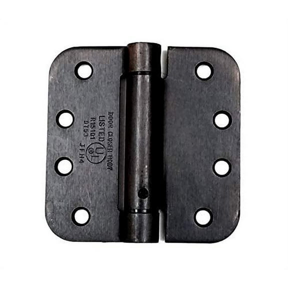 Adjustable Self-Closing Spring Hinges, 4" with 5/8" Radius in Oil Rubbed Bronze - Template Timely Hole Pattern - 2 Pack