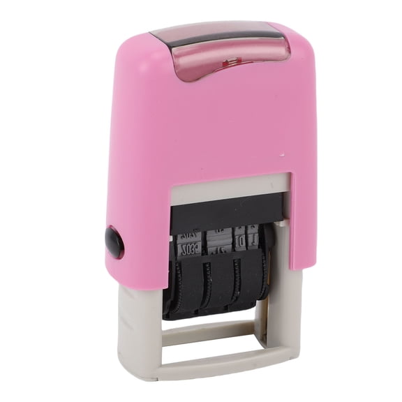 Adjustable Self Inking Date Stamper for Office Scrapbooking and Crafts Clear Non Smudge English Date Numbering Rolling Wheel Inkless Block Stamp Pinkish (10 inches / 25.4 cm)