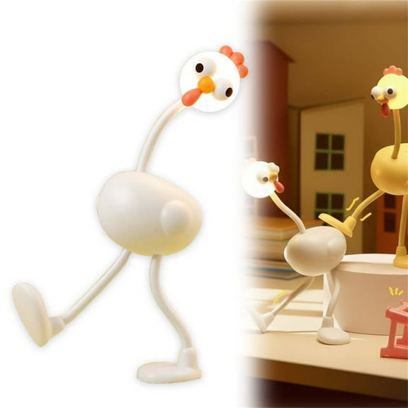 Adjustable Shape Cute Chicken Night Light, 3 Brightness Levels, USB Rechargeable LED Lamp for Bedroom, Nursery, Room, Desk Decor, Gift Idea, Portable Nightlight with Flexible Neck
