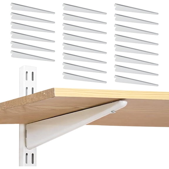 Adjustable Shelf Brackets 24 Pack Heavy Duty 16 Inch Wire Shelf Brackets for Twin Slotted Standard Uprights White Metal Shelf Supports for Adjustable Shelving System Closet Organization