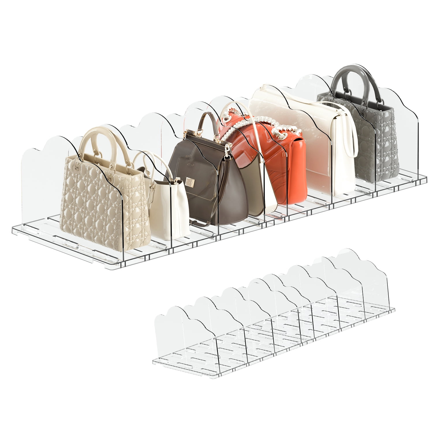 Clear Plastic Shelf Dividers – Adjustable Organizers For Purses, Handbags, Books & More | Keeps Closets, Shelves & Cabinets Neat