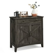 Entryway Storage Cabinet Sideboard with 2 Drawers for Kitchen Living Room, with Doors, Height Adjustable Shelf, for Living Room, Kitchen, Black