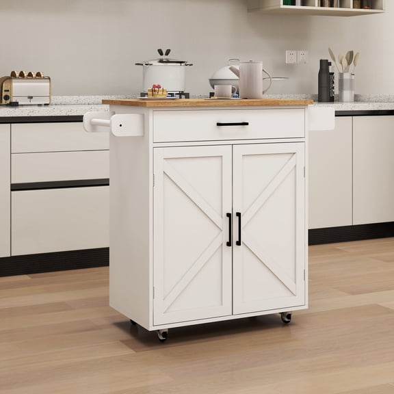 Adjustable Shelves, Drawers & Wheels - Versatile Kitchen Island Cart for Easy Storage and Movement