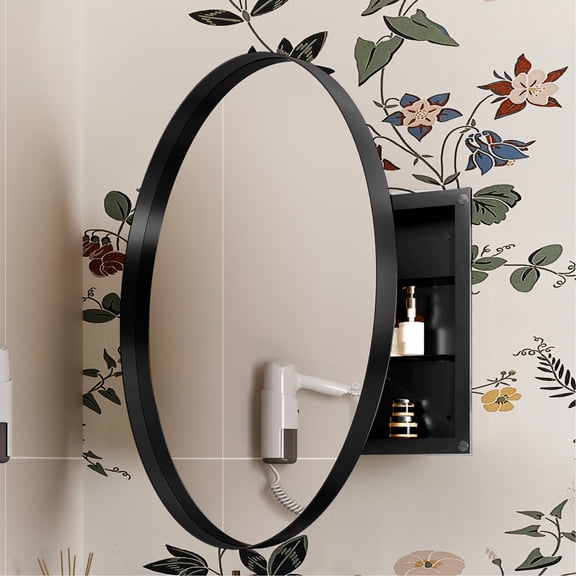 Adjustable Shelves & Durable Build - Round Medicine Cabinet for Bathroom Storage