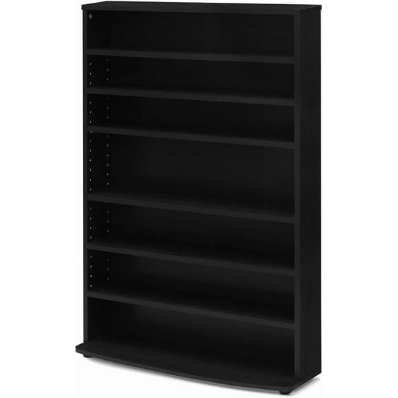 Adjustable Shelves Multimedia Storage Tower Rack with Spacious Media Organization, Durable Design, Versatile Rack for DVDs, CDs, Games, and More Espresso/6 Tier