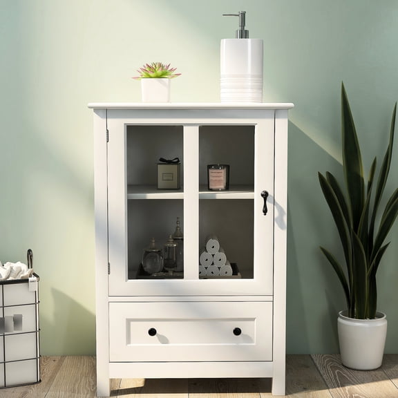 Adjustable Shelving - Glass Door Showcase - Kitchen Tableware Holder - Durable and Cleanable