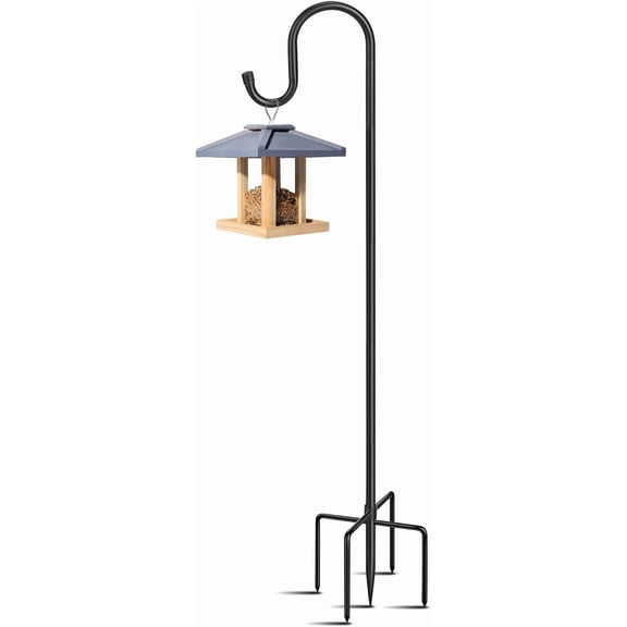 Adjustable Shepards Hooks for Outdoor with 5 Prong Base Shepherds Hooks for Outdoor Stand Pole for Humming Bird Feeder for Hanging Solar Lights Mason Jar Wedding Decor (48in)