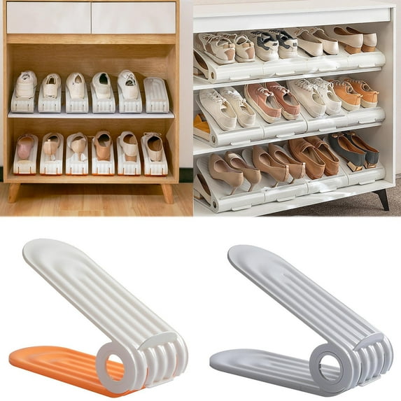Adjustable Shoe Rack Organizer for High Low Heels Sneakers Sandals Expandable Space Saving Storage Solution for Closet Bedroom Entryway, UKHBMC | Gray