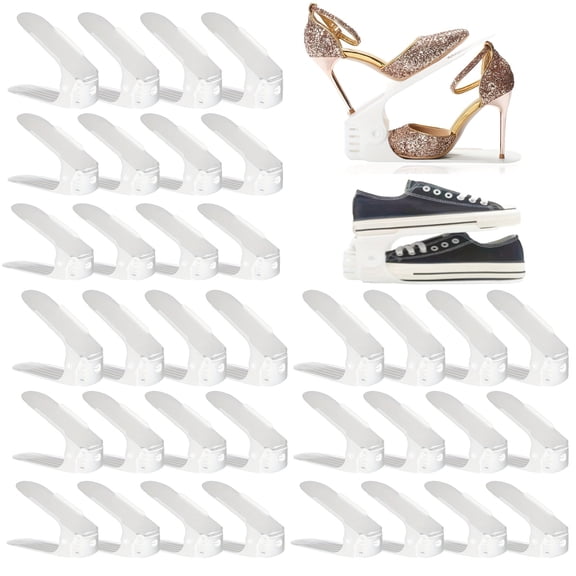 , Adjustable Shoe Rack Stacker Storage Space Saver, Double Deck Shoe Rack Holder for Closet Organization