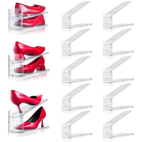 Adjustable Shoe Slots Organizer,10PACK Transparent Shoe Stackers Shoe ...