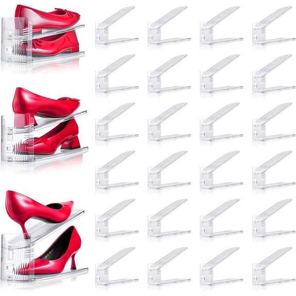Adjustable Shoe Slots Organizer,36PACK Transparent Shoe Stackers Shoe Rack Holder Shoe Space Savers Double Layer Stack Shoe Racks for Closet Organization(Transparent)