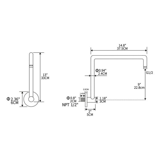 Adjustable Shower Arm Extension, Durable Stainless Steel Riser For Bathroom, 13,14.8 Inch