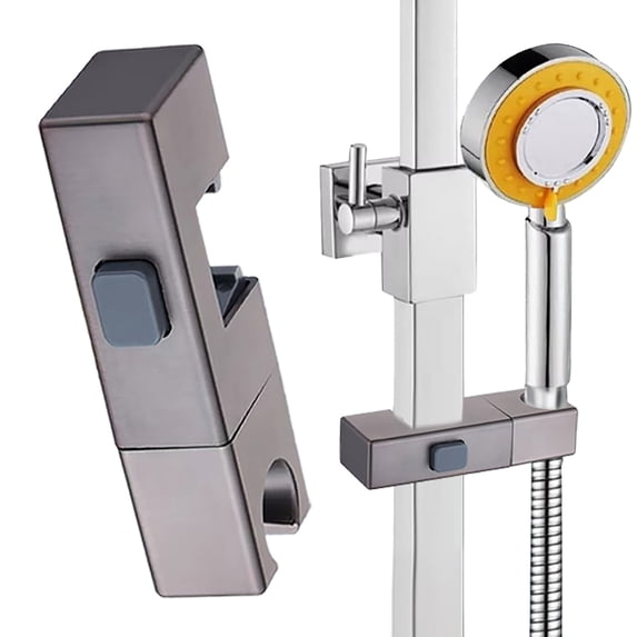 Adjustable Shower Bracket Ecohintz Shower Head Holder - Rotatable 360° Bracket with Sliding Sleeve, Square/Rectangular Pipe Compatible, Secure Height-Adjustable Bathroom Sprayer Base