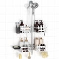 thumbnail image 1 of Adjustable Shower Caddy Hanging Split Shower Caddy for Handheld Showerheads, Rustproof Shower Organizer with Hooks for Razor Over the Head Caddy with Soap Holder Bathroom Accessories, Silver, 1 of 9