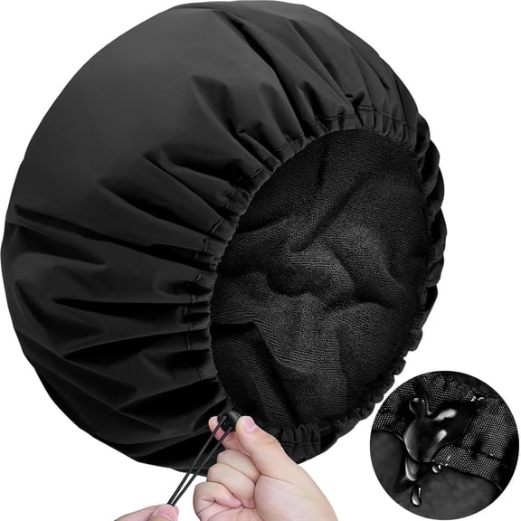 Adjustable Shower Cap with Terry Cloth Lining, Dual Waterproof Reusable for Women Men Large Hair Double Layer Soft Bath Braids, Long Hair, Locs, Dreadlocks