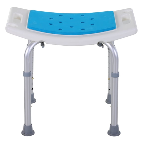 Adjustable Shower Chair Bath Stool Aluminum Non-Slip Spa Seat w/ Hole - 300lbs Capacity - Elderly, Injured, Pregnant - 6 Height Levels