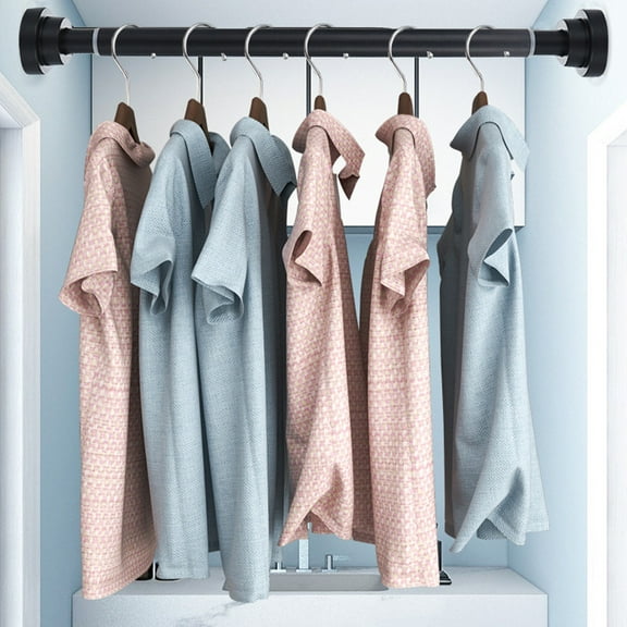 Adjustable Shower Curtain Rod - No Drill Stainless Steel Tension Pole 15.75-21.65in | Silver/Black/White | Bathroom Kitchen Closet Hanging Bar with Non-Slip Rubber Pads