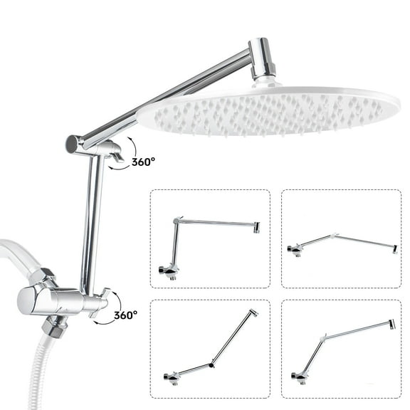 Matework Adjustable Shower Extension Arm - 16 Inch, Polished Chrome, Universal Thread, Flexible Height & Angle