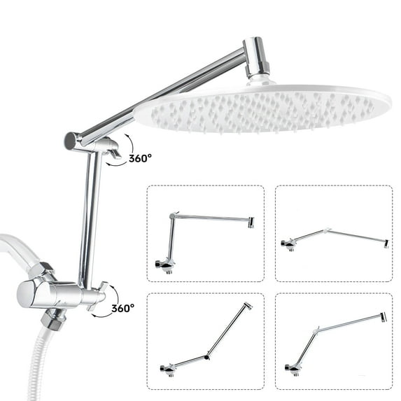 Matework Adjustable Shower Extension Arm - 16 Inch, Polished Chrome, Universal Thread, Flexible Height & Angle