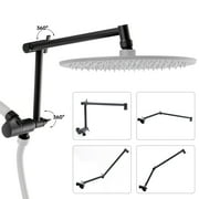 Matework Adjustable Shower Extension Arm - 16 Inch, Matte Black, Universal Thread, Flexible Height & Angle