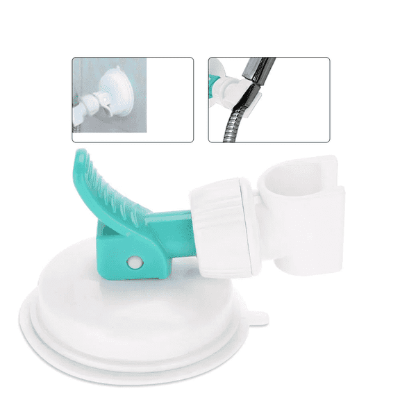 Adjustable Shower Head Holder, Strong Suction Cup Shower Bracket, Wall-Mounted Bathroom Organizer for Elderly, Kids, Pregnancy - ABS White & Green 3.14” Suction (1-Pack)
