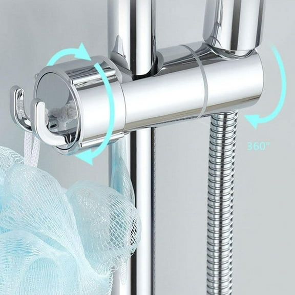 Adjustable Shower Head Holder With 2 Hooks, Shower Holder For 16-27Mm Slide Rod Large Hole Fangkenuo