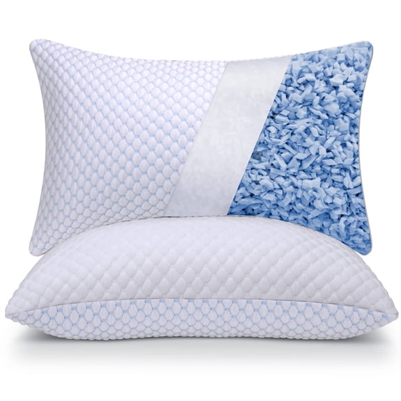 Adjustable Shredded Memory Foamows Queen Size Set Of 2 - Temperature-regulating For All Sleepers With Dual Airflow Ventilation(certipur-&hine Washable)