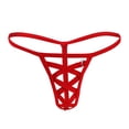 thumbnail image 1 of VONCOS Adjustable Side Buckle Crisscross Thong, Womens Breathable Nylon Low Rise Panties, Strappy Cutout Underwear, Red,Size Free Size, 1 of 1