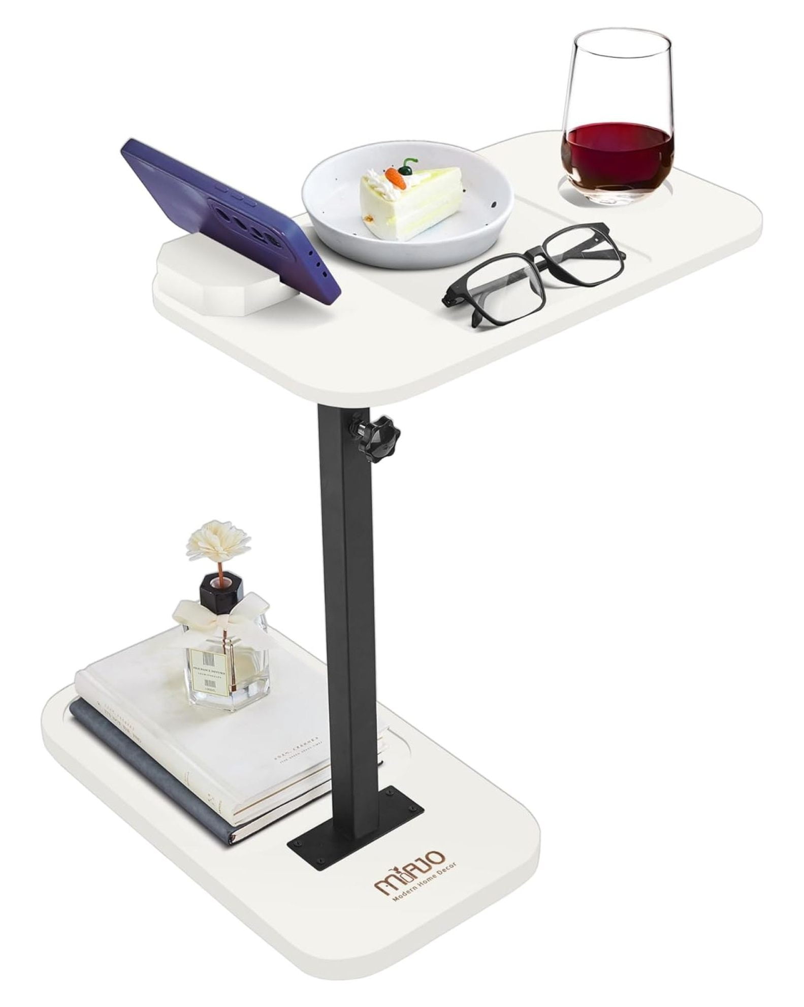 Adjustable Side Table, Swivel TV Tray Table & 360° Rotating Phone