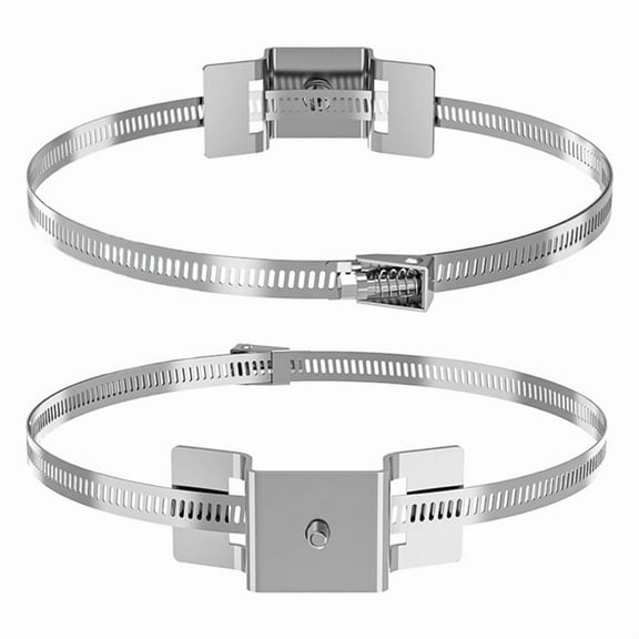 Adjustable Sign Mounting Bracket for Larger Poles,4 to 15in Metal Street Sign Mounting Bracket Hardware for Water Heater,2 x Pole Brackets with 2 Straps,Silver