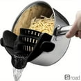 thumbnail image 1 of Adjustable Silicone Clip-On Strainer For Cooking, Collapsible Pasta Strainer For Pots And Bowls, Space Saving Kitchen Drainer For Noodles, Vegetables,Black, 1 of 6