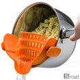 thumbnail image 1 of Adjustable Silicone Clip-On Strainer For Cooking, Collapsible Pasta Strainer For Pots And Bowls, Space Saving Kitchen Drainer For Noodles, Vegetables,Orange, 1 of 6