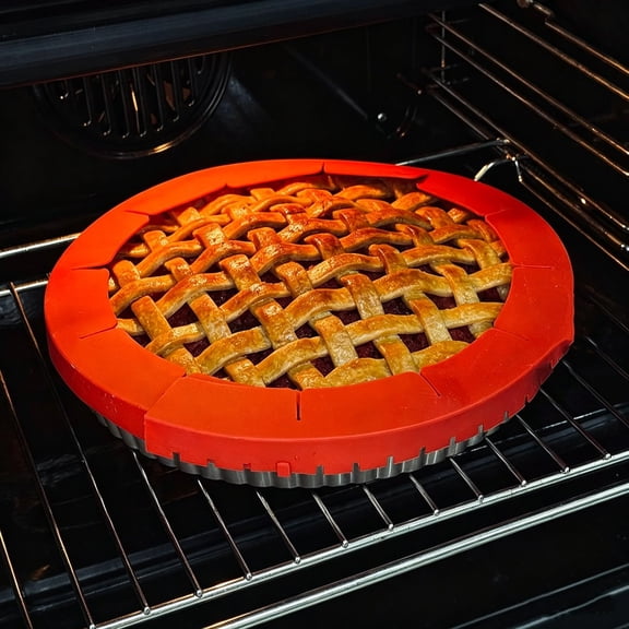 Adjustable Silicone Pie Crust Shields - Baking Protectors Cover Ring Fits 8-12 Inch Pies