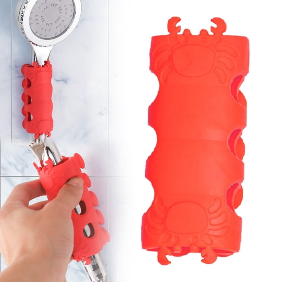 Adjustable Silicone Shower Head Bracket with Suction Cup, No-Drill Shower Wand Holder for Bathroom Wall, Easy Install Mount for All Shower Types, Durable Non-Slip Shower Head Holder, Red