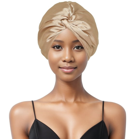 Adjustable Silk Satin Hair Bonnet for Sleeping, Double Layer Hair Wrap Sleep Cap Turban for Women Men, Curly Straight Long Large Braid Unisex