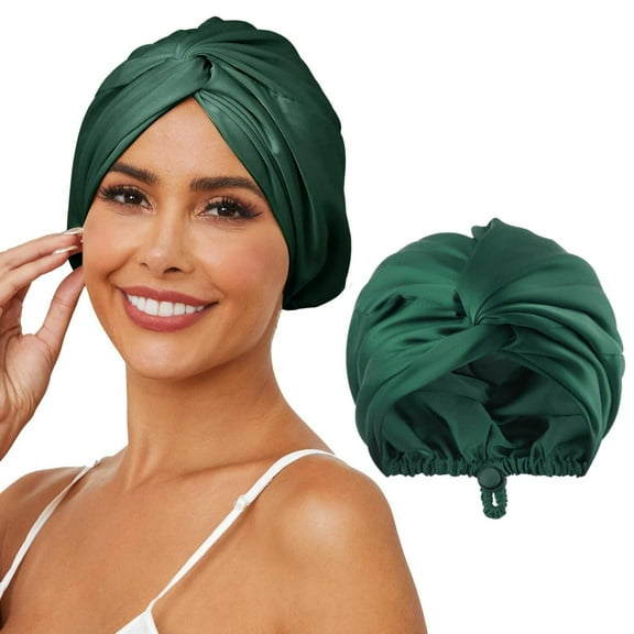 Adjustable Silk Satin Hair Bonnet for Sleeping Double Layer Wrap Cap Turban Women Men Curly Straight Long Hair