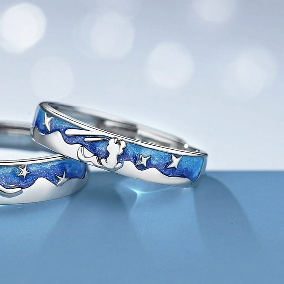 Couple Rings for Men and Women Adjustable Silver Fox Matching Rings Set Fashion Personality Electroplated Unisex Prince