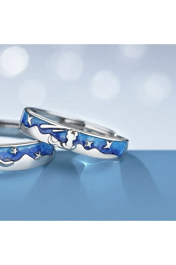Couple Rings for Men and Women Adjustable Silver Fox Matching Rings Set Fashion Personality Electroplated Unisex Prince