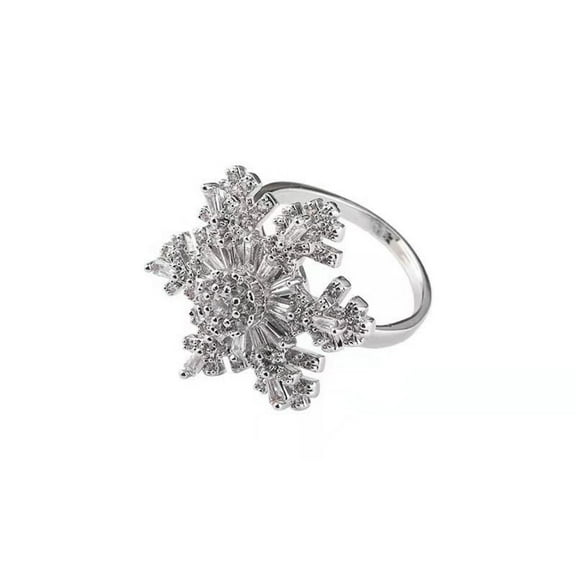 Silver Snowflake Ring Adjustable Metal Fashion Ring Creative Design Premium Ring High-End Ring