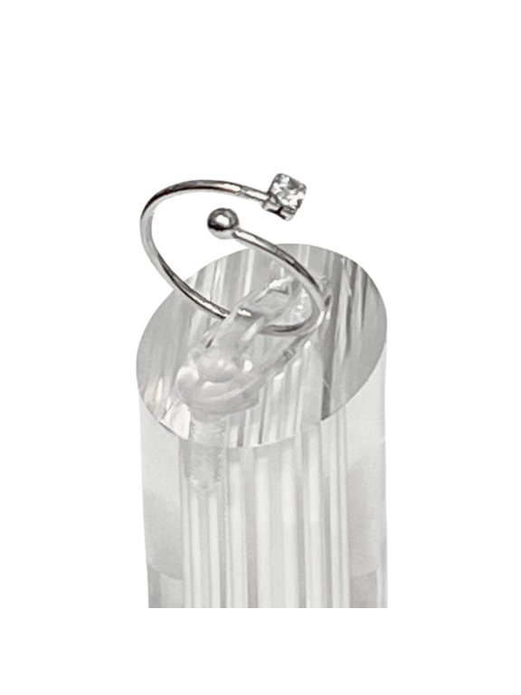 Adjustable Silver-Tone Ring with Crystal Accent US Size 6